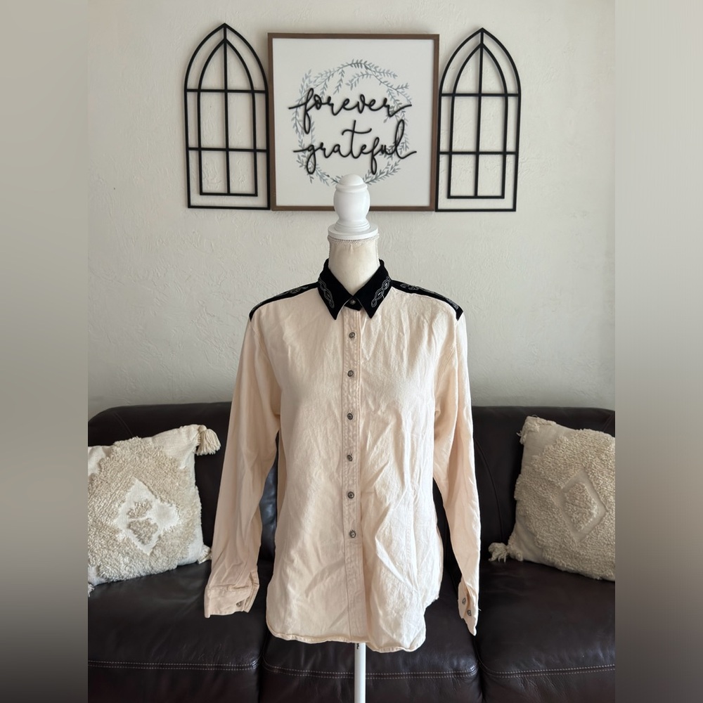 VINTAGE Wrangler Silver Lake Button Up Western Shirt Size XL With Shoulder Pads